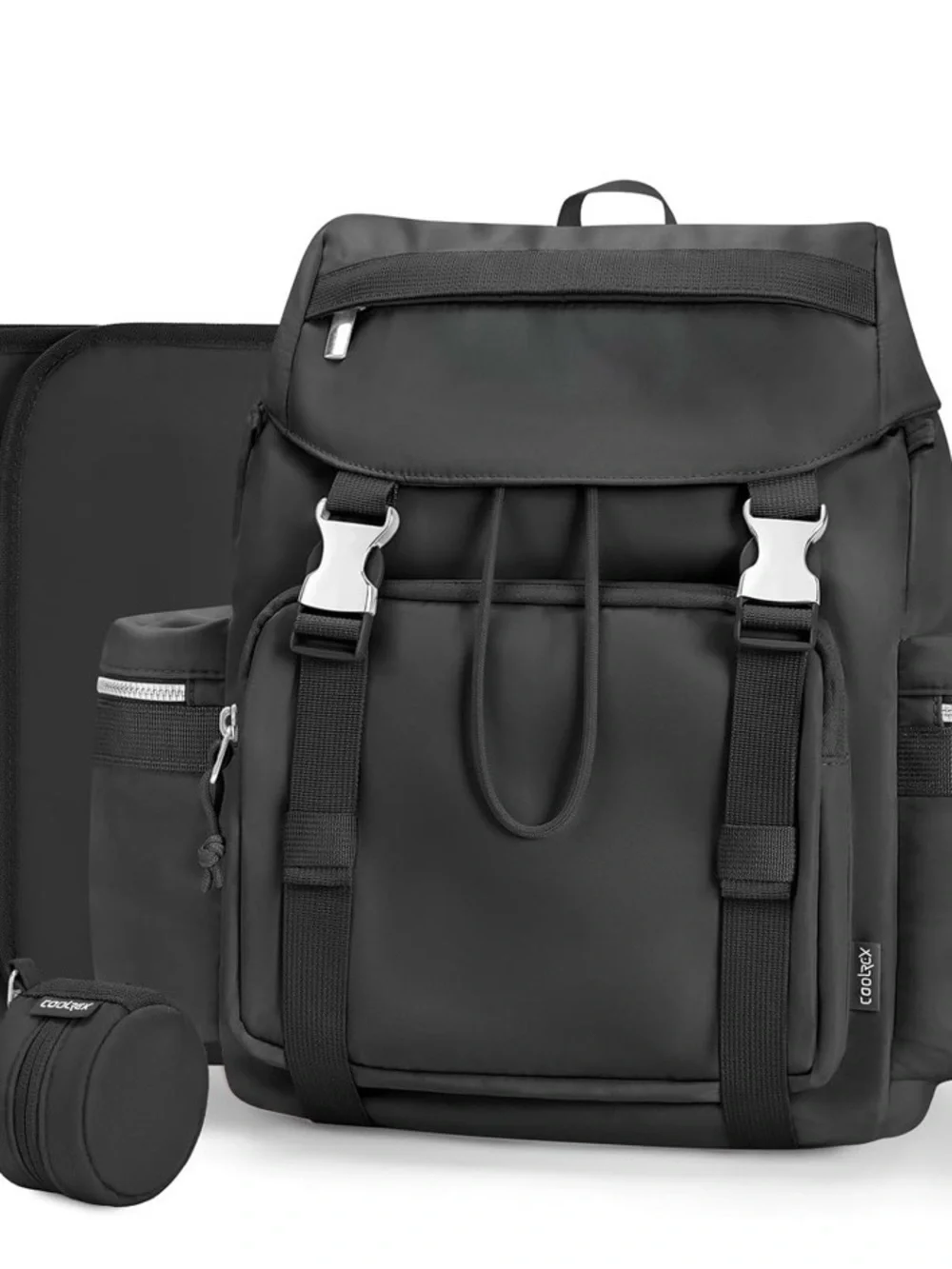 Unisex Black Nylon Utility Diaper Bag Backpack without Changing Pad
